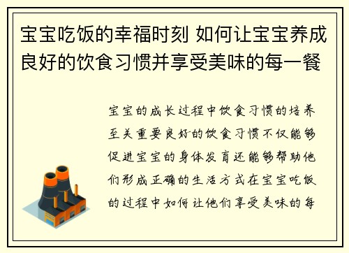 宝宝吃饭的幸福时刻 如何让宝宝养成良好的饮食习惯并享受美味的每一餐